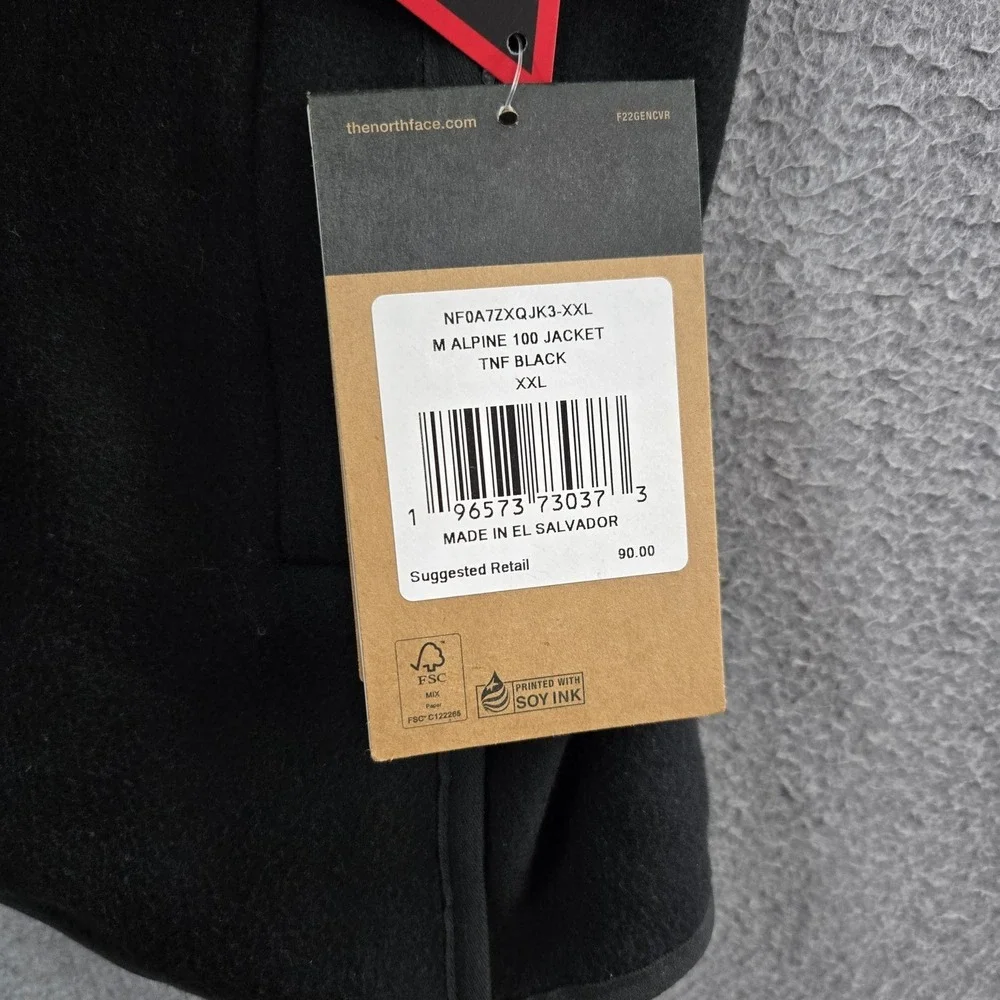 The North Face Men Jacket‎ XXL Black Alpine 100 Embroidered Fleece Logo